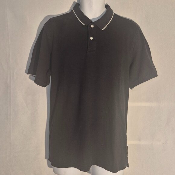 George polo Shirt, black and white w/ white buttons in, size Large - Picture 1 of 14